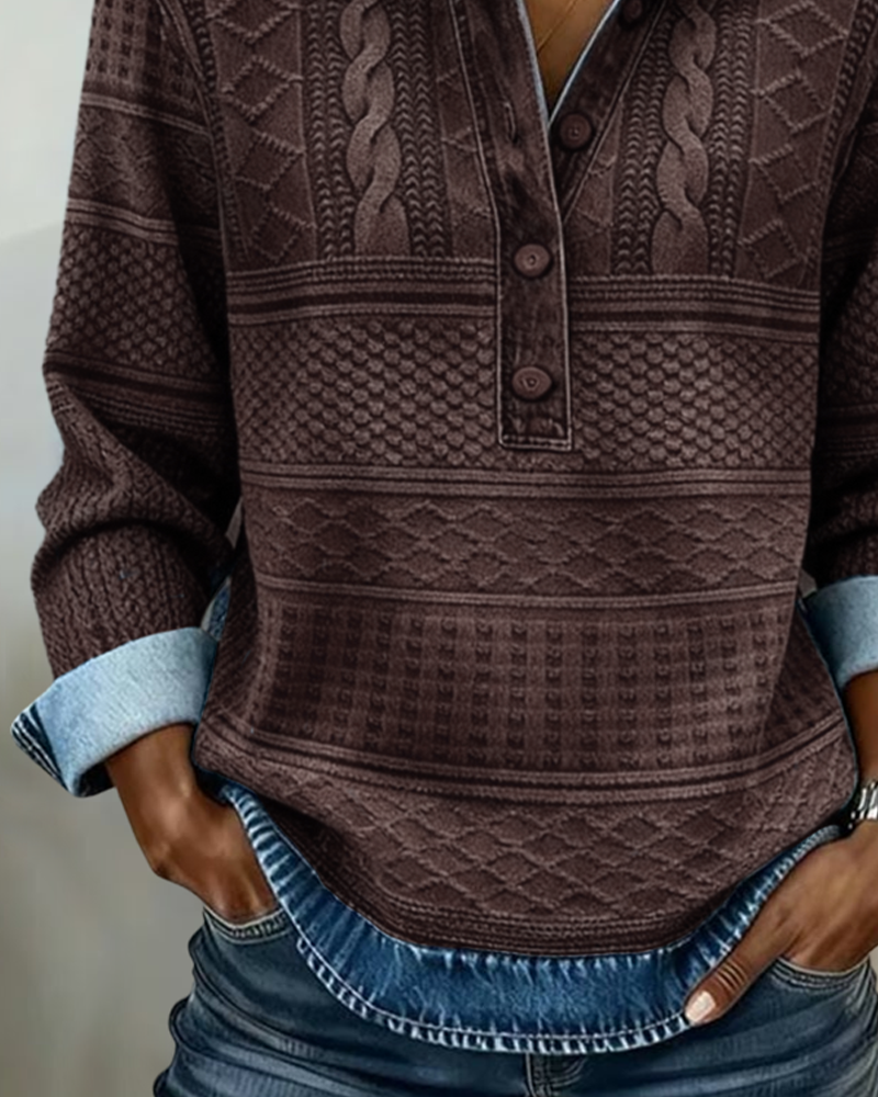 Dolores |Trendy Sweatshirt with Half Button and Collar | The Bellemont Sisters Australia