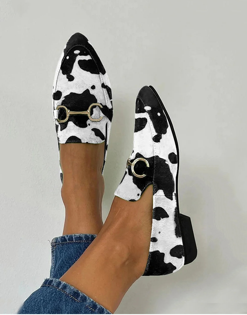 Diana - Printed loafers with buckle detail – Black | The Bellemont Sisters Australia