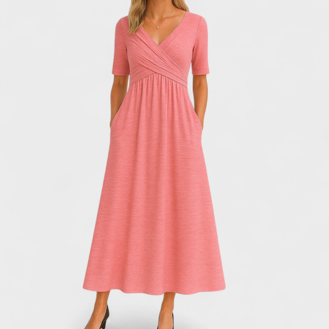 Ida | Elegant Midi Dress – Pink | The Bellemont Sisters Australia