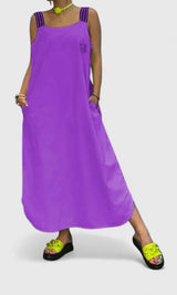 Pandora | Elegant Suspender Dress – Purple | The Bellemont Sisters Australia