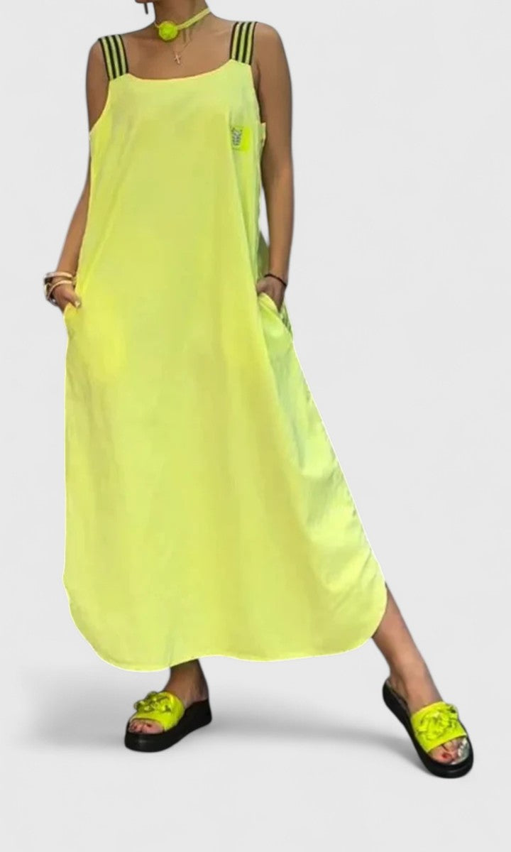 Pandora | Elegant Suspender Dress – Yellow | The Bellemont Sisters Australia