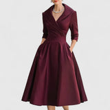 Marley Quinn | Elegant Midi Dress – Deep Red | The Bellemont Sisters Australia