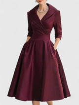 Yan | Elegant Midi Dress – Burgundy | The Bellemont Sisters Australia