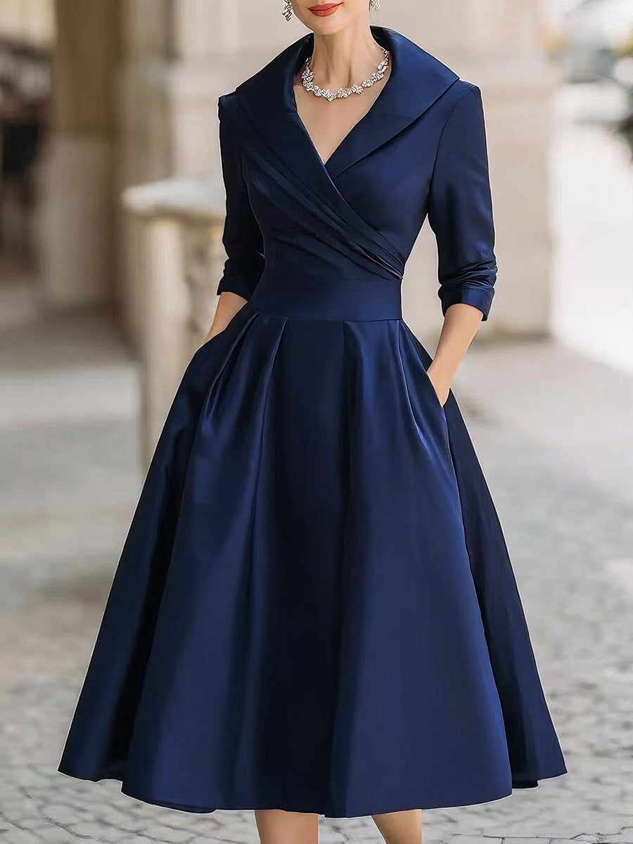 Emy™ Elegant Casual Dress – Navy blue | The Bellemont Sisters Australia