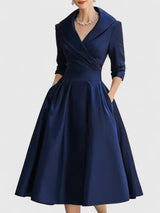 Yan | Elegant Midi Dress – Navy | The Bellemont Sisters Australia
