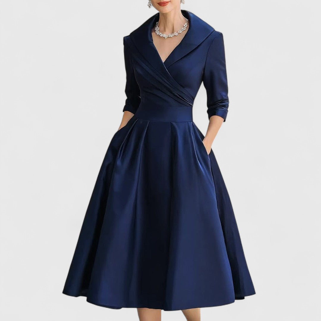 Marley Quinn | Elegant Midi Dress – Navy Blue (Almost Sold Out) | The Bellemont Sisters Australia