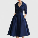 Marley Quinn | Elegant Midi Dress – Navy Blue (Almost Sold Out) | The Bellemont Sisters Australia