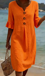 Radmila™ | Textured Long Sleeve Dress – Orange | The Bellemont Sisters Australia