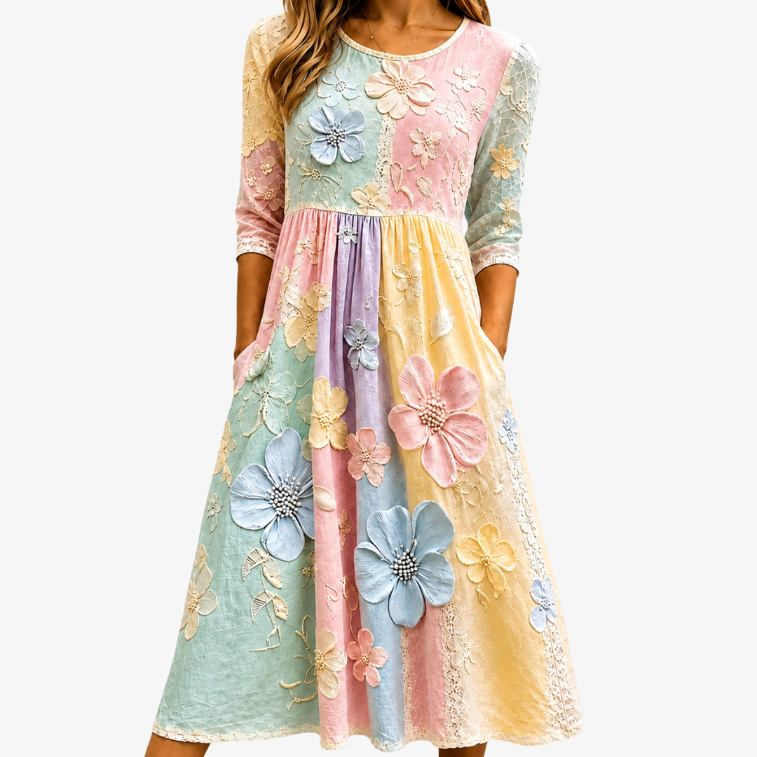 Pastel Bloom Garden Pocket Midi Dress | The Bellemont Sisters Australia