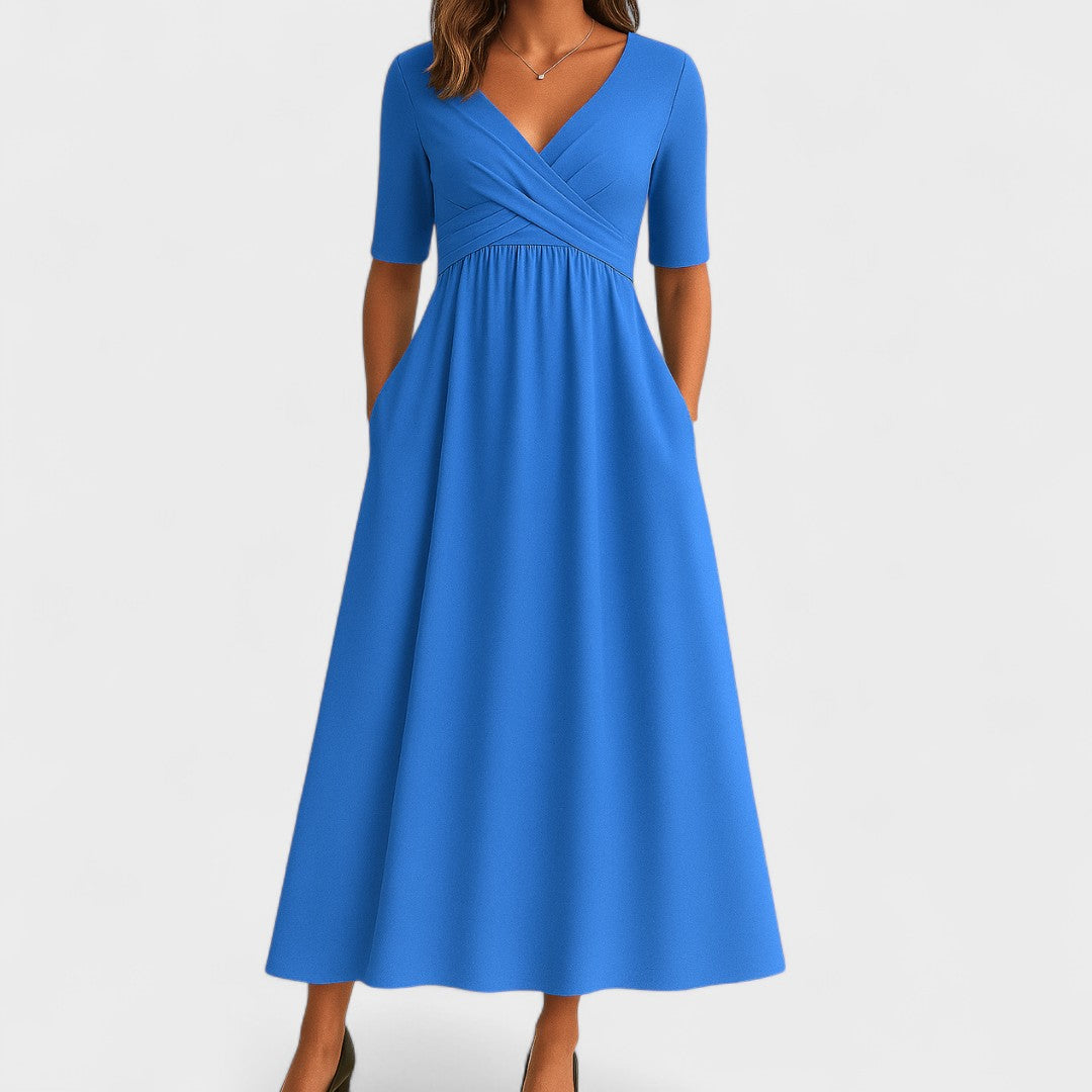 Ida | Elegant Midi Dress – Light blue | The Bellemont Sisters Australia