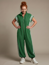 Lark | Zip Front Stripe Panel Jumpsuit – Green | The Bellemont Sisters Australia