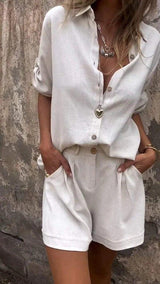 Hayes | Breezy Linen Set – White | The Bellemont Sisters Australia