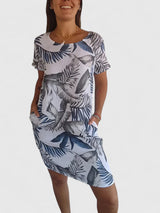 Vianna | Comfortable Summer Dress – White and Blue | The Bellemont Sisters Australia