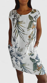 Vianna | Comfortable Summer Dress – White and Green | The Bellemont Sisters Australia