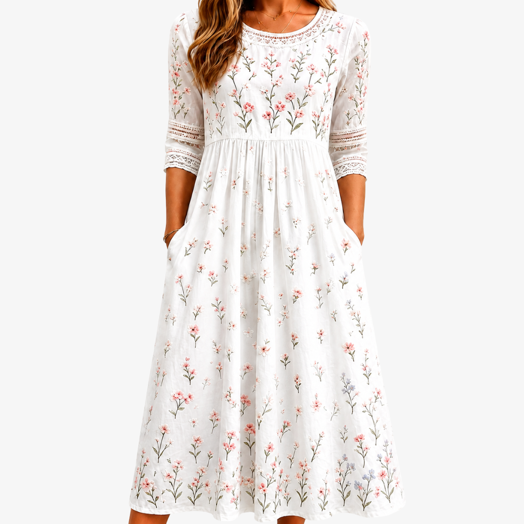 Whispering Wildflower Pocket Midi Dress | The Bellemont Sisters Australia