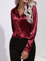 Sarah | Women’s Button Down Long Sleeve Satin Blouses | The Bellemont Sisters Australia