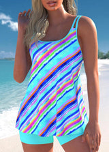 Tracey - Elegant Tankini Shorts Set – Rainbow | The Bellemont Sisters Australia