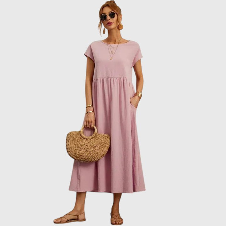 Fenella | Comfortable Midi Dress – Rose | The Bellemont Sisters Australia
