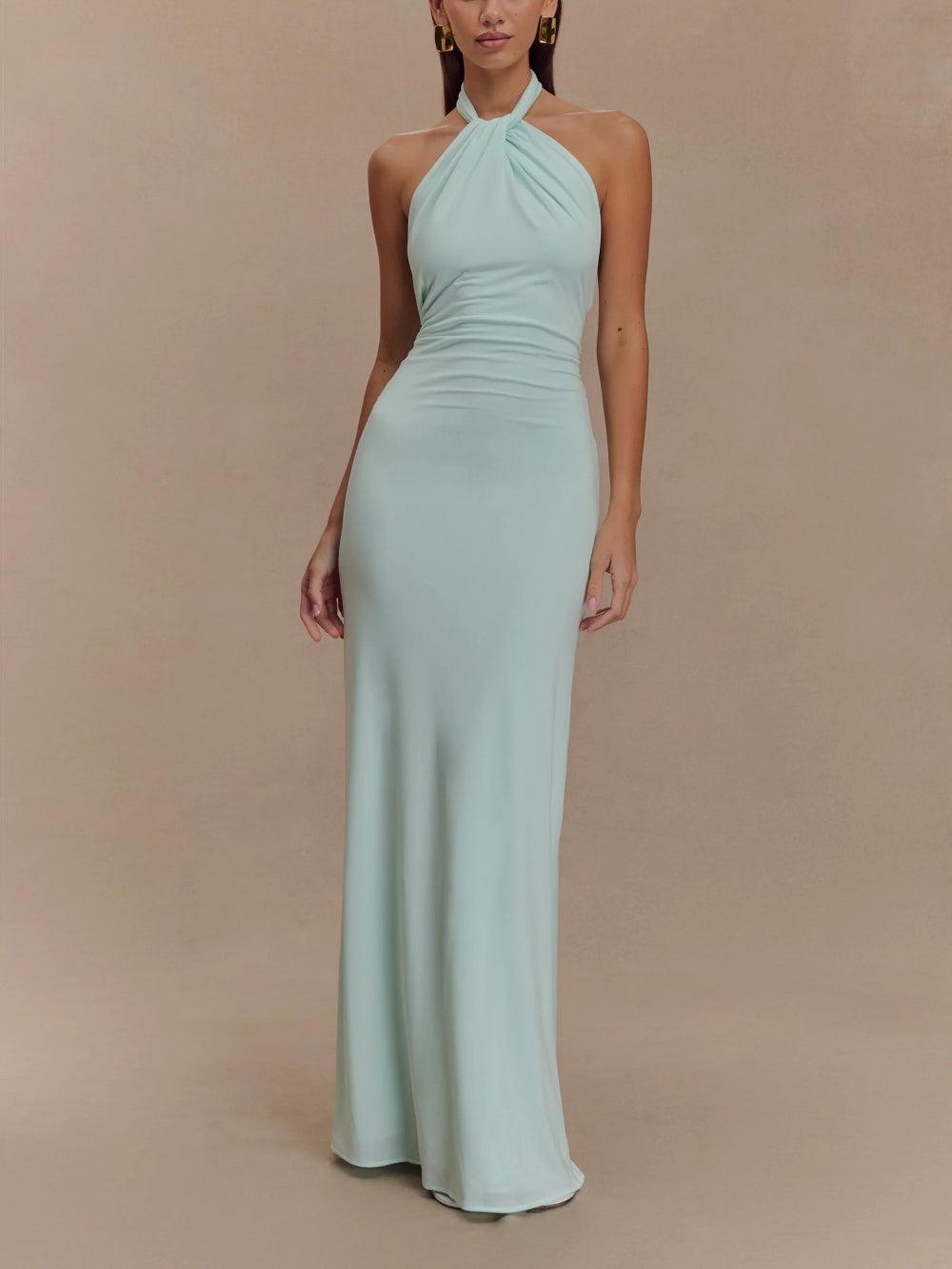 Slinky Halter Maxi Dress - Lagoon – Lagoon | The Bellemont Sisters Australia