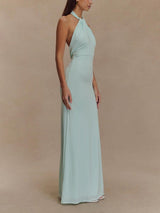 Elyna - Slinky Halter Maxi Dress | The Bellemont Sisters Australia
