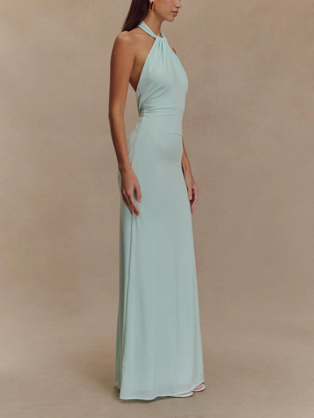 Slinky Halter Maxi Dress - Lagoon | The Bellemont Sisters Australia