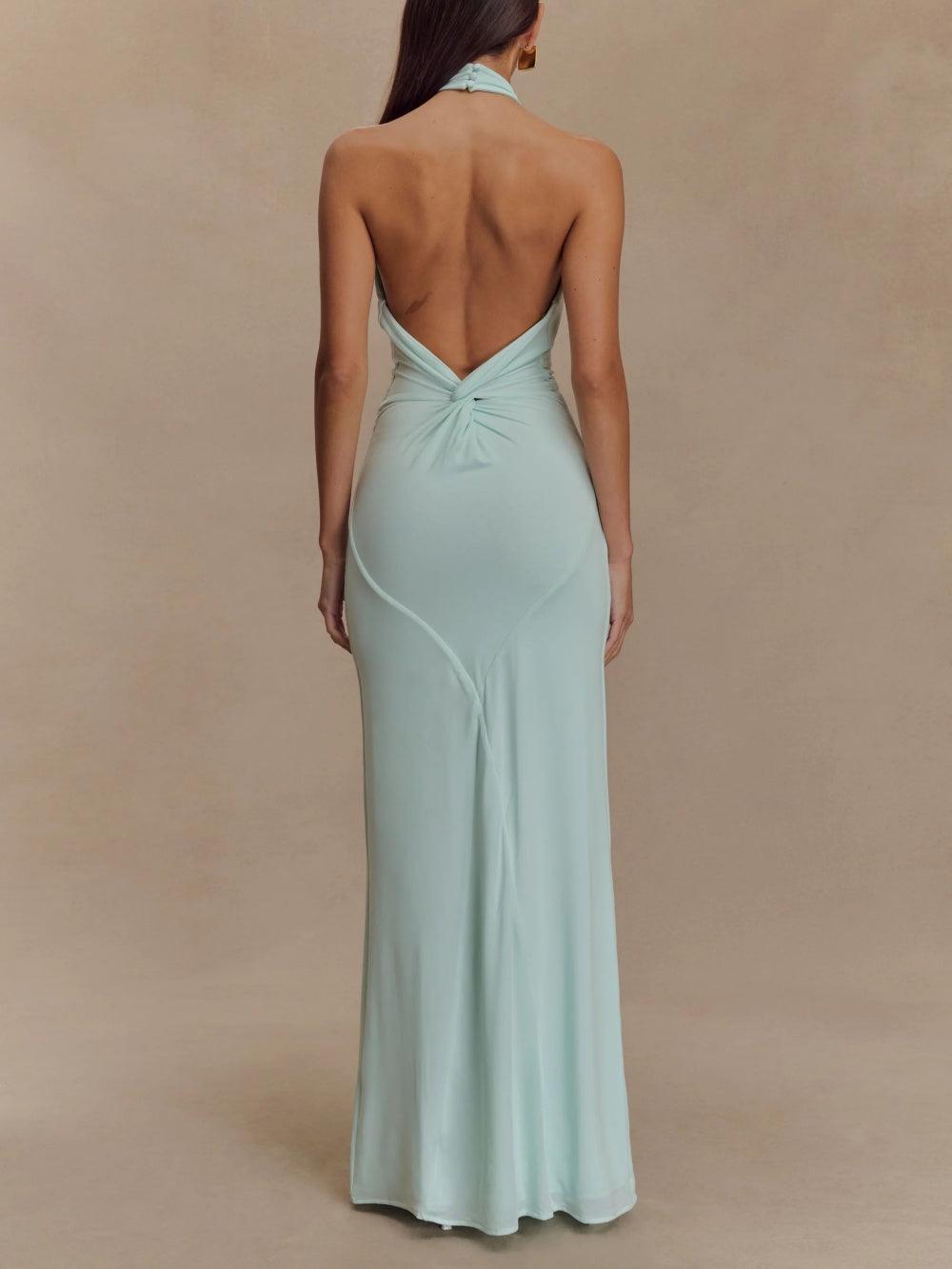 Slinky Halter Maxi Dress - Lagoon | The Bellemont Sisters Australia
