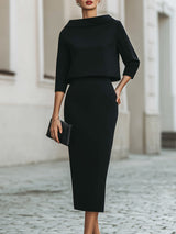 Brooks | Set with Boat Neckline – Black | The Bellemont Sisters Australia