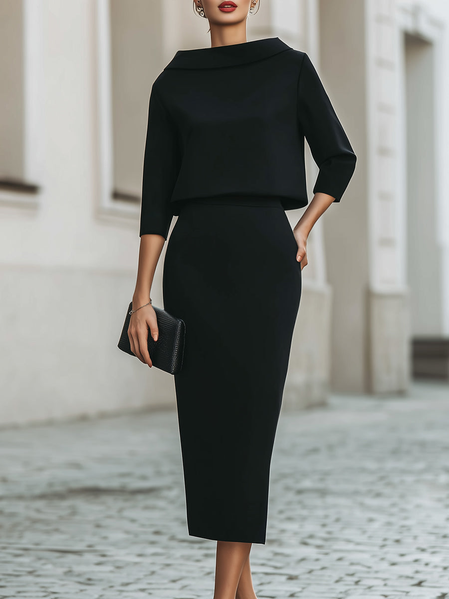 Brooks | Set with Boat Neckline – Black | The Bellemont Sisters Australia