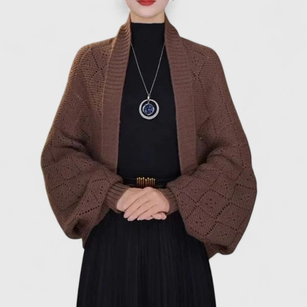 Elyzianne | Elegant Cardigan – Brown | The Bellemont Sisters Australia