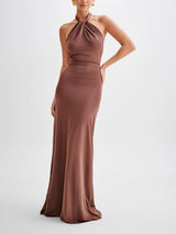 Elyna - Slinky Halter Maxi Dress | The Bellemont Sisters Australia