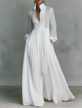 Serena | Flowing Button-Front Maxi Dress – White (Almost sold out) | The Bellemont Sisters Australia
