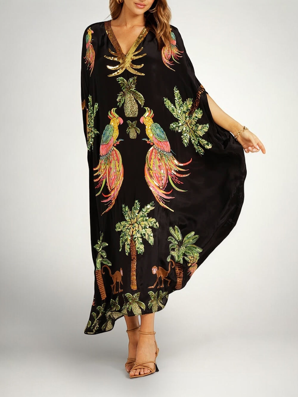 Sahara | Drop Shoulder Sleeve Coconut Tree Printed Dress | The Bellemont Sisters Australia