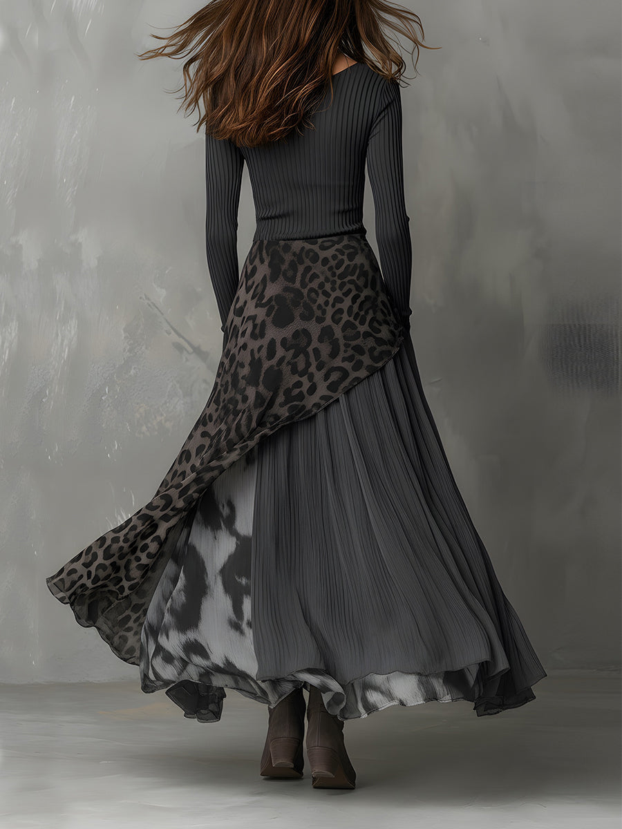 Martina - Long bohemian-style dress with leopard print | The Bellemont Sisters Australia