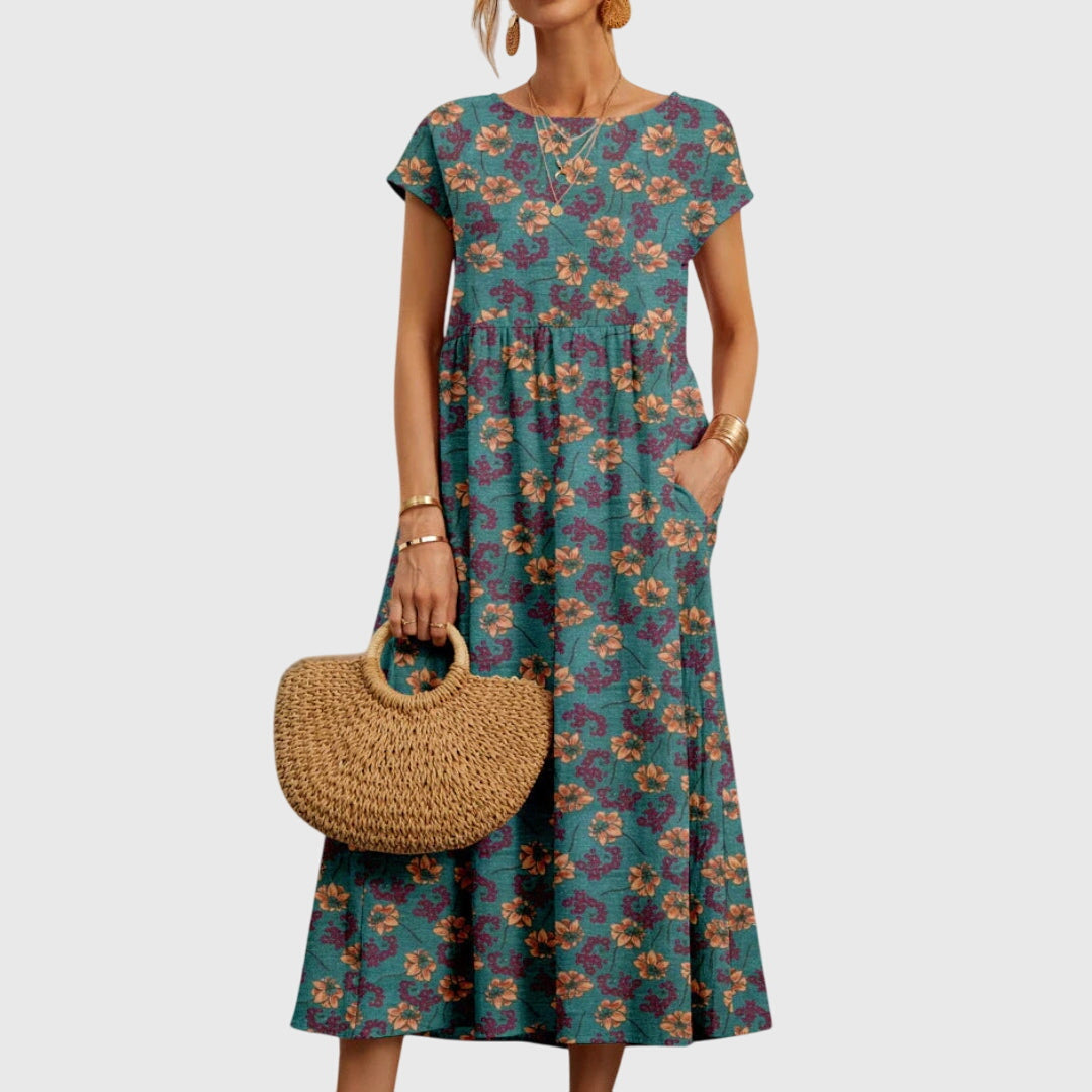 Valencia | Chic Floral Dress – Blue | The Bellemont Sisters Australia