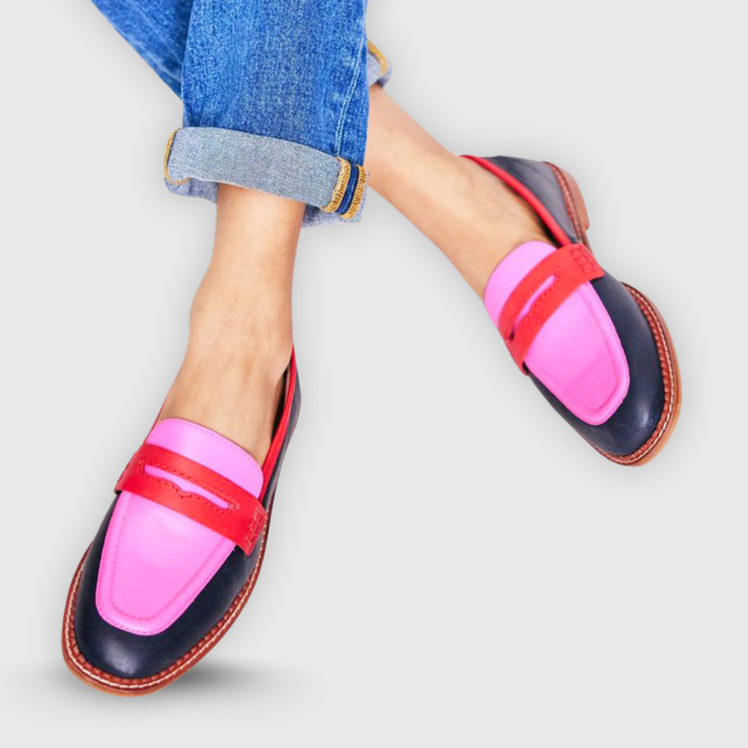Franki - Contrast Moccasins – Pink Black | The Bellemont Sisters Australia