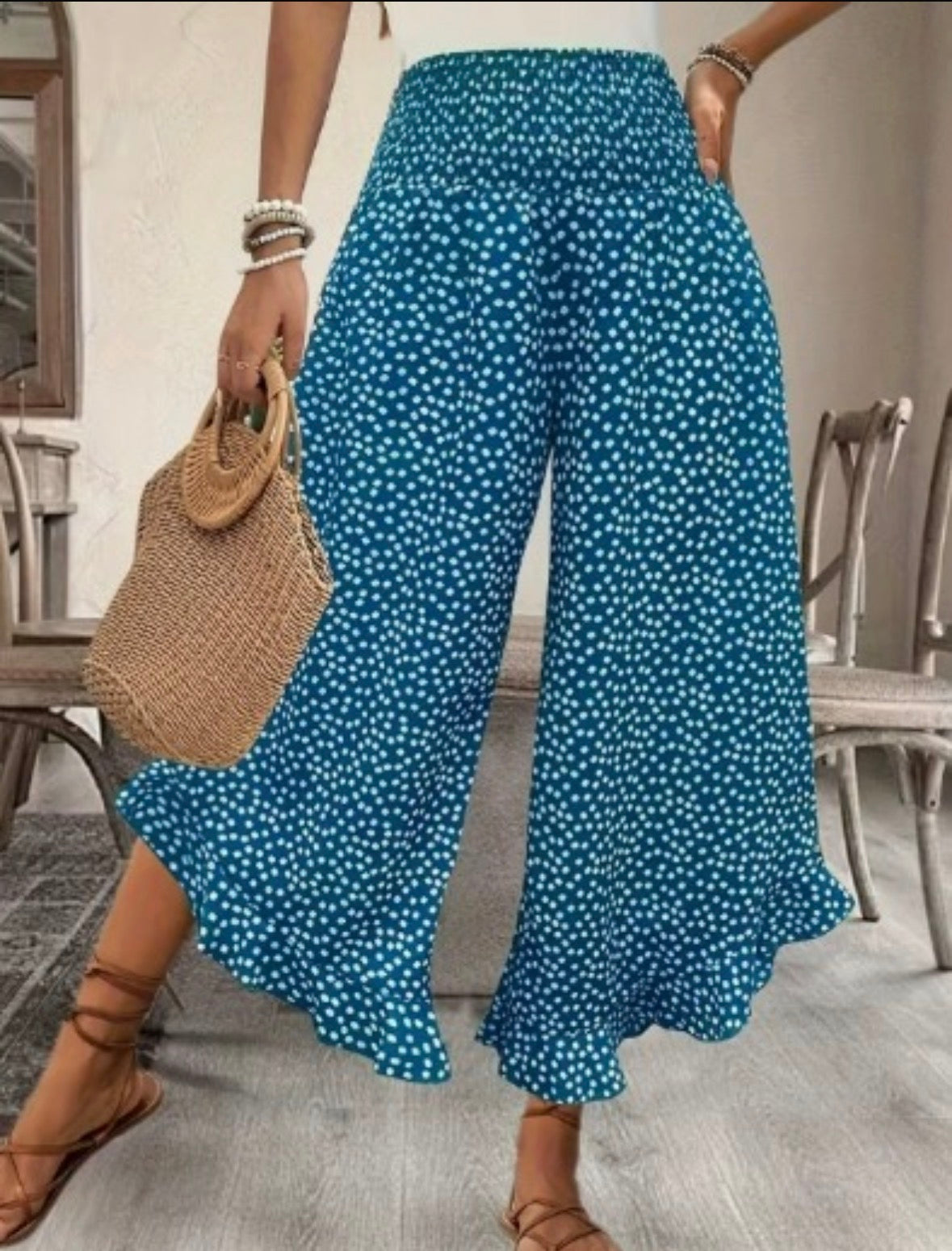 Ana - Women’s Flowy High Waist Wide-Leg Pants – Blue | The Bellemont Sisters Australia