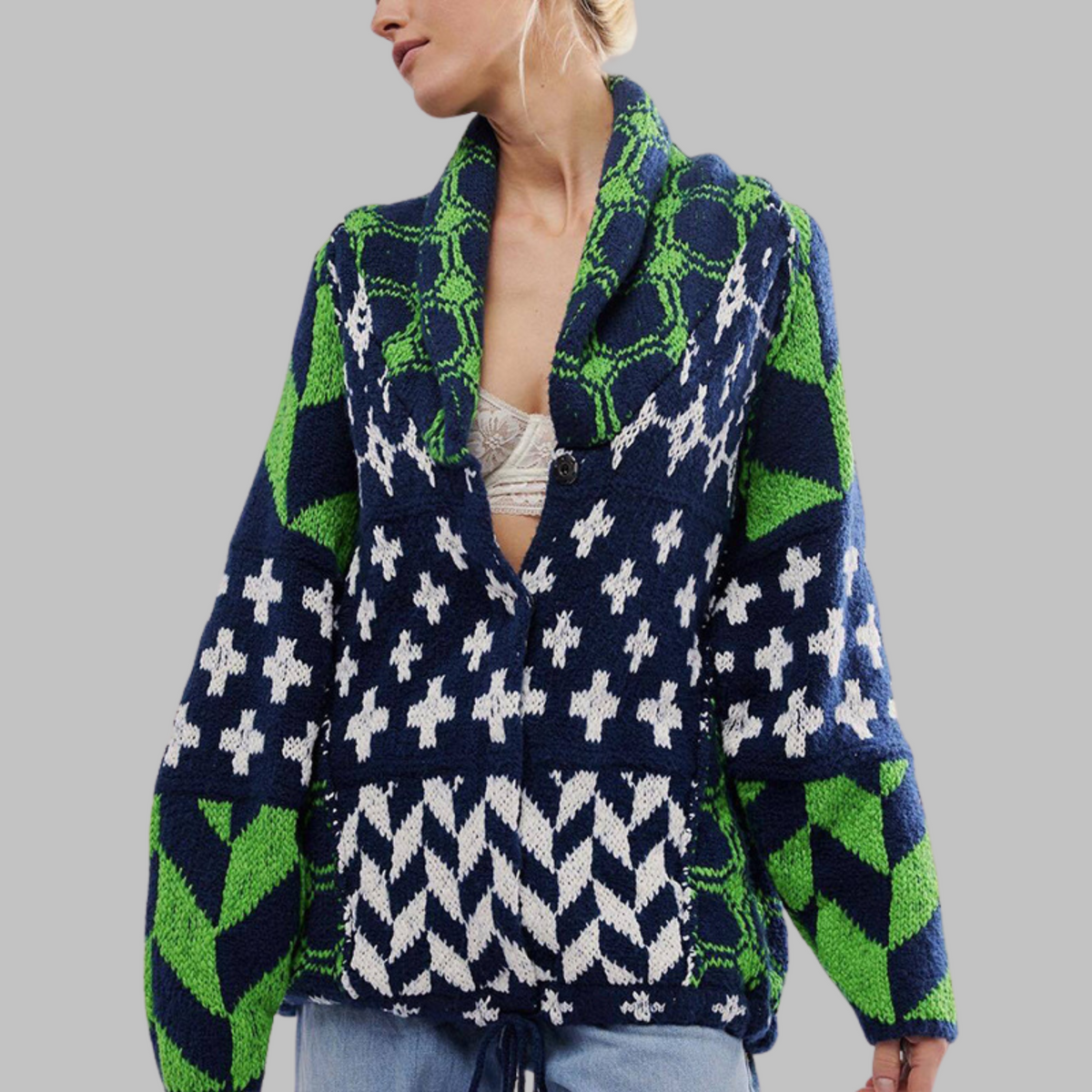Evangelia | Elegant Cardigan – Green | The Bellemont Sisters Australia