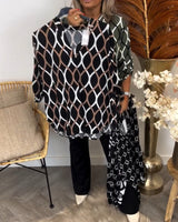 Meri™ Graphic Print Blouse – Brown | The Bellemont Sisters Australia