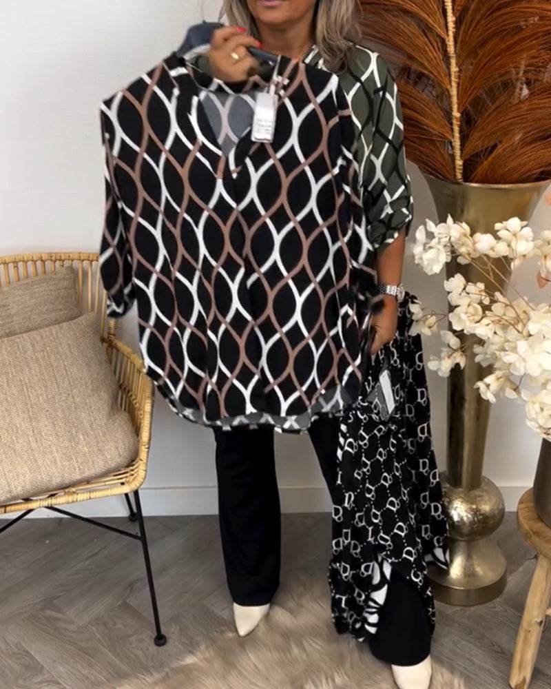 Meri™ Graphic Print Blouse – Brown | The Bellemont Sisters Australia