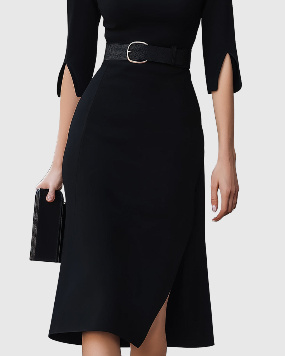 Blythewyn | Classic Black Midi Dress | The Bellemont Sisters Australia