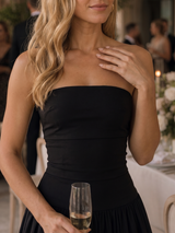 Zelene | Strapless Ruched Bodice Midi Dress | The Bellemont Sisters Australia