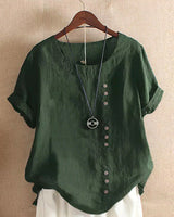 Beatrice | Women Button Detail Casual Short Sleeve Blouse – Dark Green | The Bellemont Sisters Australia