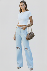 Kimberly | Women’s Wide-Leg Distressed High-Waist Jeans | The Bellemont Sisters Australia