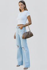 Kimberly | Women’s Wide-Leg Distressed High-Waist Jeans | The Bellemont Sisters Australia