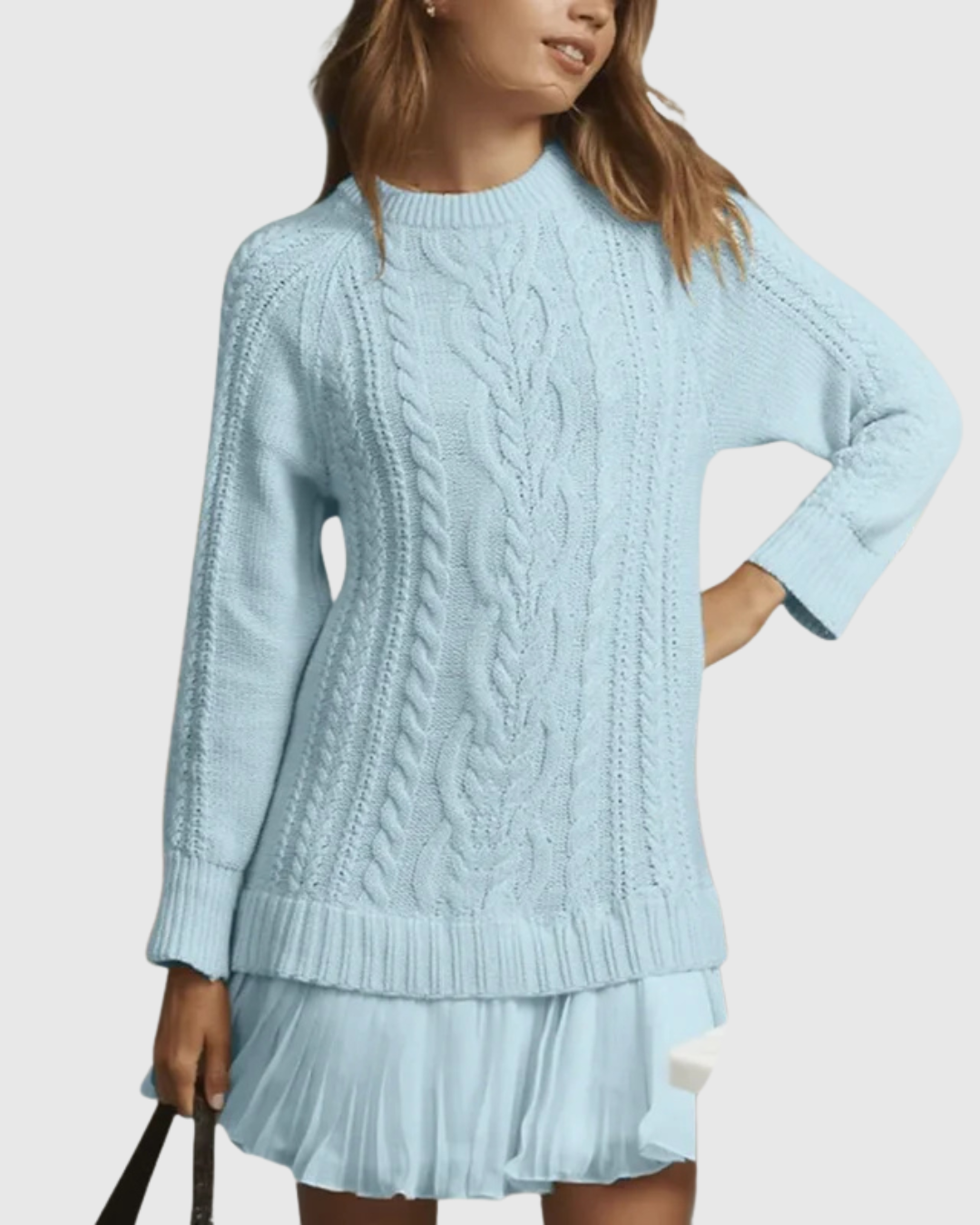 Eira | Classic Sweater Dress – Light Blue | The Bellemont Sisters Australia