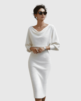 Ismeria | White Draped Batwing Midi Dress | The Bellemont Sisters Australia
