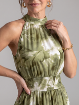 Olivia™ Gathered Waist Abstract Print Midi Dress | The Bellemont Sisters Australia