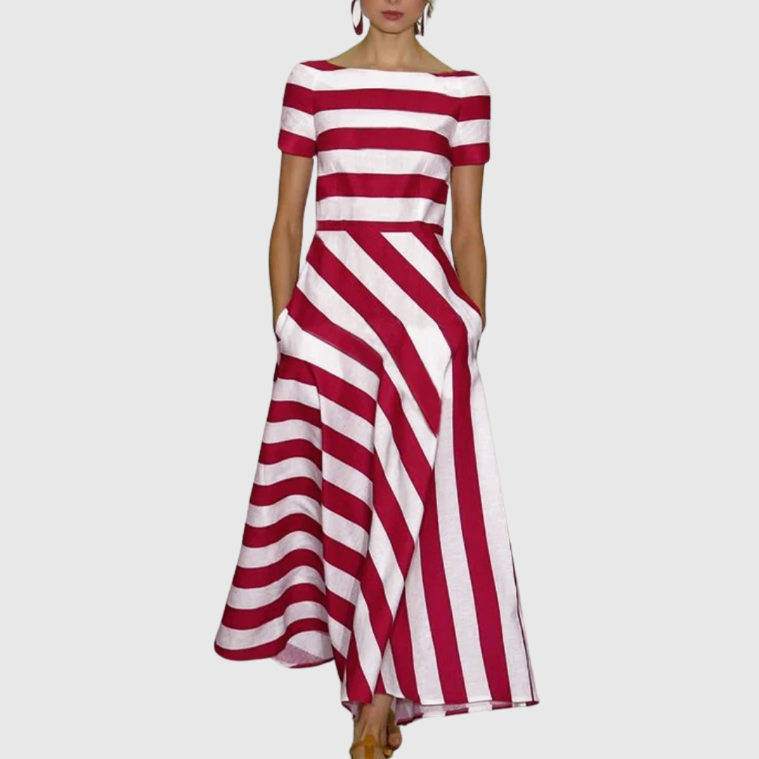 Delora | Light & Fluid Stripe Dress – Red | The Bellemont Sisters Australia