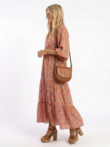 Amara | Geometric Print V Neck Tiered Midi Dress | The Bellemont Sisters Australia