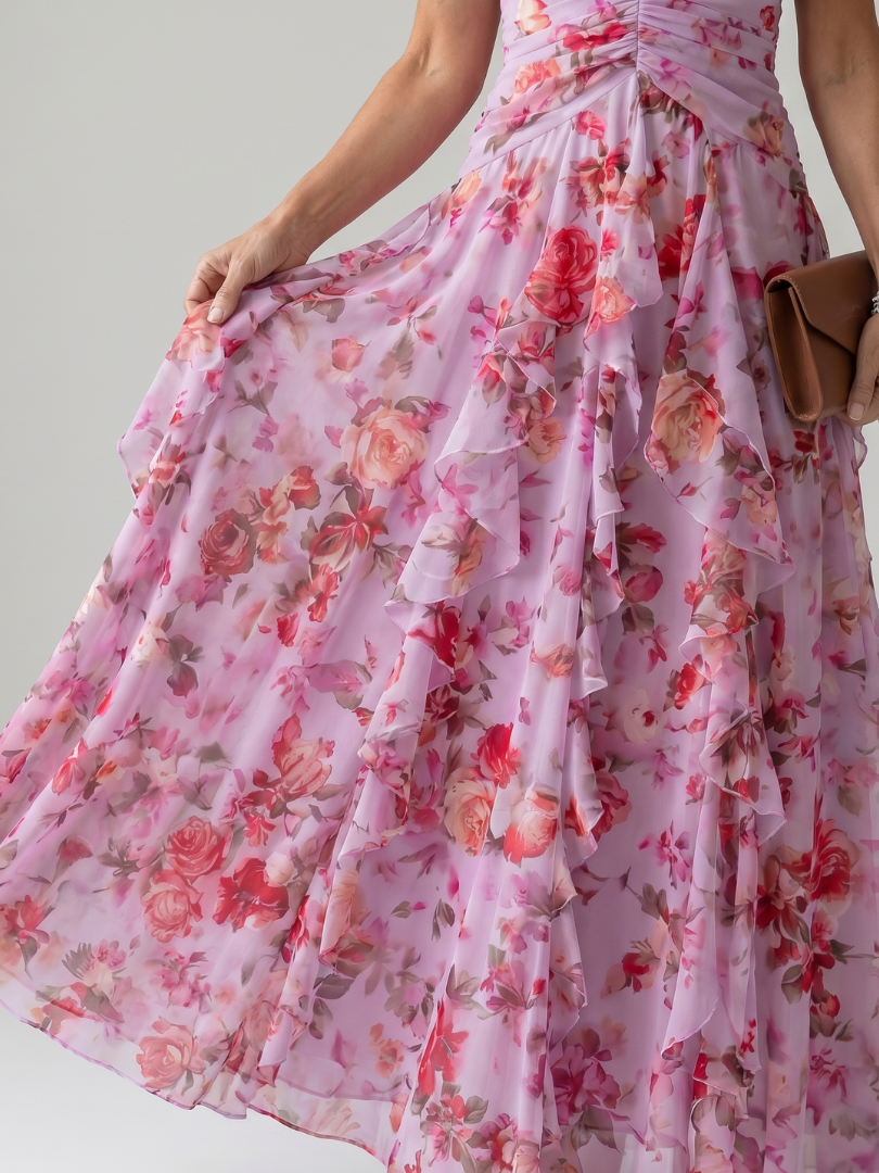 Nori | Halter Neck Ruched Bodice Floral Maxi Dress | The Bellemont Sisters Australia